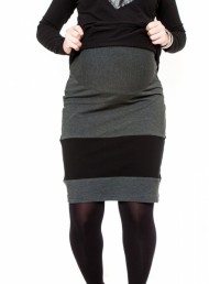Těhotenská sukně Be MaaMaa - LORA černá/grafit | Velikosti těh. moda: M (38)