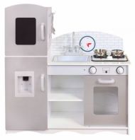 Eco Toys Dřevěná kuchyňka XXL s příslušenstvím, 86 x 92 cm x 30 cm - šedá