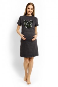 Těhotenská, kojící noční košile Minnie - grafit | Velikosti těh. moda: S/M