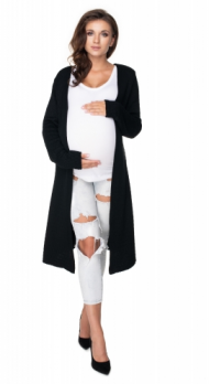Be MaaMaa Těhotenský kardigan s páskem - černý | Velikosti těh. moda: UNI