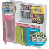 Eco Toys Dřevěná kuchyňka XXL s příslušenstvím, 86 x 81 x 30 cm - barevná
