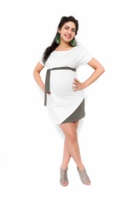 Těhotenské šaty Ines - Ecru | Velikosti těh. moda: L (40)