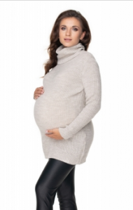 Be MaaMaa Dlouhý těhotenský svetr - béžový | Velikosti těh. moda: UNI