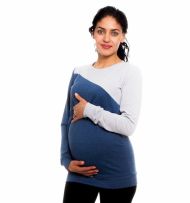 Be MaaMaa Těhotenské, kojící tričko Jaklyn - modro/šedé | Velikosti těh. moda: XS (32-34)