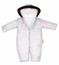 Kombinéza s kapucí a kožíškem Baby Nellys ®prošívaná, bez šlapek - sv. šedá | Velikost koj. oblečení