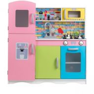Eco Toys Dřevěná kuchyňka XXL s příslušenstvím, 86 x 81 x 30 cm - barevná