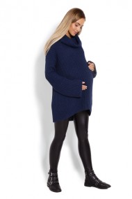 Teploučký,těhotenský svetřík, rolák - tm. modrý | Velikosti těh. moda: UNI