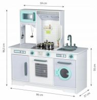 Eco Toys Dřevěná kuchyňka s příslušenstvím, 96,5 x 96 x 37 cm - šedá