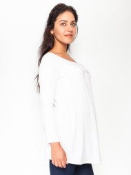 Volná těhotenská halenka/tunika dlouhý rukáv Aria - bílá | Velikosti těh. moda: XL (42)