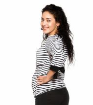 Be MaaMaa Těhotenské, kojící tričko Belora, bílo-černé | Velikosti těh. moda: XS (32-34)