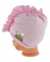 Baby Nellys Jarní/podzimní bavlněná čepice - turban, sv. růžová | Velikost koj. oblečení: 40/42 čepi