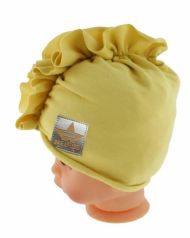 Baby Nellys Jarní/podzimní bavlněná čepice - turban, hořčicová | Velikost koj. oblečení: 40/42 čepič