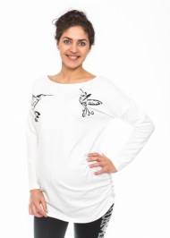 Těhotenské triko, mikina Kolibri - bílé | Velikosti těh. moda: XL (42)
