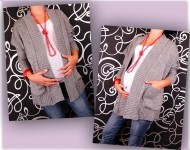 Kardigan, svetřík, plášť s kapsami, Monac - šedá | Velikosti těh. moda: UNI