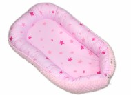 Maxi oboustranné hnízdečko s minky pro miminko Baby Stars růžové, sv.růžová minky
