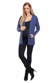 Be MaaMaa Těhotenský svetřík, kardigan s kapsami - jeans | Velikosti těh. moda: UNI