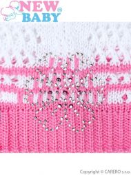 Pletená čepička New Baby kytička růžová | Velikost: 104 (3-4r)