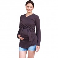 Zavinovací kabátek pro nosící, těhotné - biobavlněný - čokoládová | Velikosti těh. moda: S/M