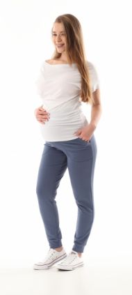 Těhotenské kalhoty/tepláky Gregx, Vigo s kapsami - jeans | Velikosti těh. moda: XXXL (46)