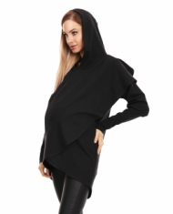 Be MaaMaa Těhotenská a kojící mikina s kapucí - černá | Velikosti těh. moda: L/XL