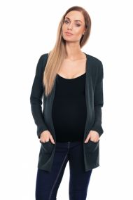 Be MaaMaa Těhotenský svetřík, kardigan s kapsami - grafitový | Velikosti těh. moda: UNI