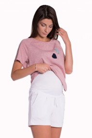 Těhotenské,bavlněné kraťasy s odpáratelným pásem - šedé | Velikosti těh. moda: L (40)