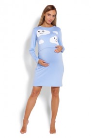Těhotenská, kojící noční košile Mráčky - sv. modrá 