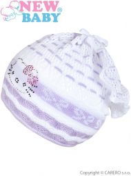 Pletená čepička-šátek New Baby kočička fialová | Velikost: 104 (3-4r)