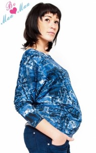 Těhotenské stylové triko, halenka s JEANS vzorem 