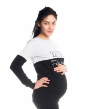 Těhotenské a kojící triko/mikina Fabulous, dlouhý rukáv, černo-světle šedá 