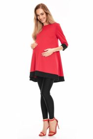 Be MaaMaa Těhotenské asymetrické mini šaty/tunika - červené | Velikosti těh. moda: S/M
