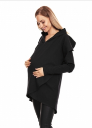 Be MaaMaa Těhotenská a kojící mikina s kapucí - černá | Velikosti těh. moda: S/M