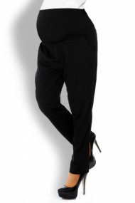 Těhotenské kalhoty/tepláky s vysokým pásem - černé 