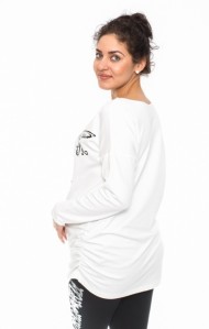 Těhotenské triko, mikina Kolibri - bílé | Velikosti těh. moda: XL (42)
