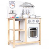 Eco Toys Dřevěná kuchyňka s příslušenstvím, 75 x 59,5 x 29,5 cm - bílá / borovice