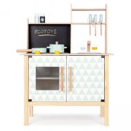 Eco Toys Dřevěná kuchyňka s příslušenstvím, 78 x 60 x 30 cm - bílá / borovice