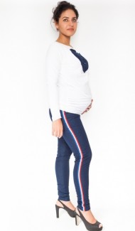 Těhotenské kalhoty/jeans s lampasem Tommy - granátové | Velikosti těh. moda: L (40)