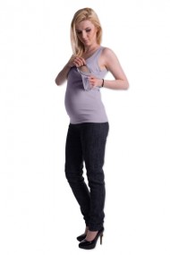 Těhotenské,kojící tilko s odnimatelnými ramínky - šedé 