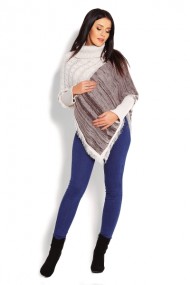 Těhotenské pončo dlouhý rukáv , rolák - béžový | Velikosti těh. moda: UNI