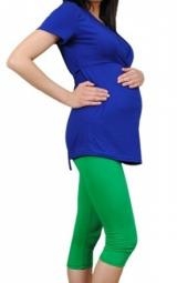 Těhotenské barevné legíny 3/4 délky - zelená | Velikosti těh. moda: M (38)