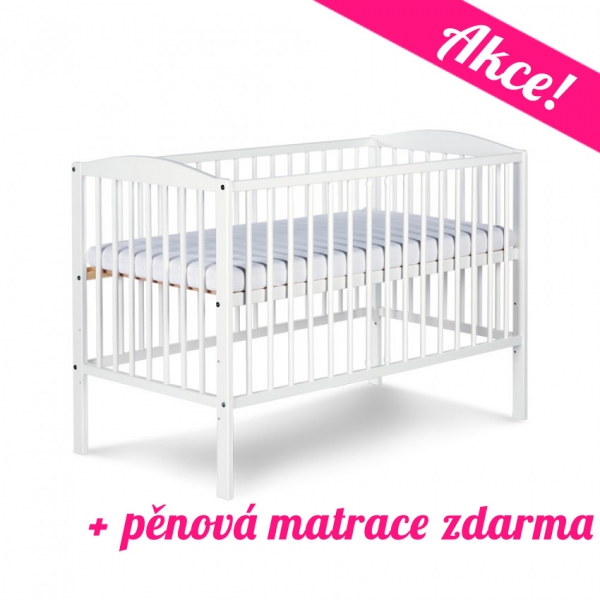 Postýlka RADEK II 120x60cm, bílá + matrace zdarma | Postýlky: 120x60 Postýlka RADEK II 120x60cm, bílá + matrace zdarma | Postýlky: 120x60