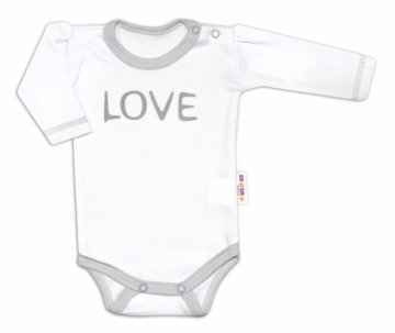 Baby Nellys Body dlouhý rukáv Love - bílé | Velikost koj. oblečení: 62 (2-3m)