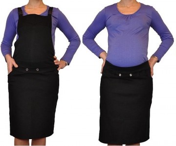 Těhotenské šaty/sukně s láclem - černé 