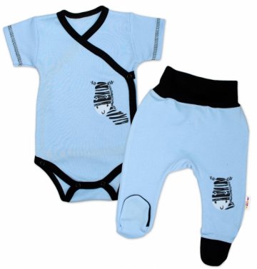 Baby Nellys 2-dílná sada body kr. rukáv + polodupačky, modrá - Zebra | Velikost koj. oblečení: 68 (4