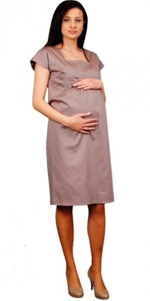 Těhotenské šaty ELA - béžová 