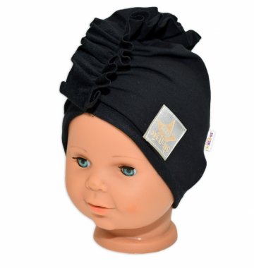 Baby Nellys Jarní/podzimní bavlněná čepice - turban, černá, 1-3 roky | Velikost koj. oblečení: 40/42