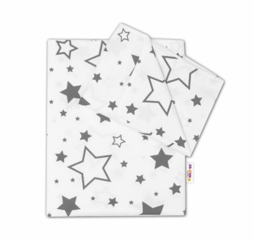 2-dílné bavlněné povlečení - Šedé hvězdy a hvězdičky - bílý 