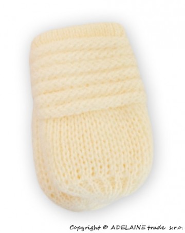 Zimní pletené kojenecké rukavičky - smetana | Velikost koj. oblečení: 0-1rok