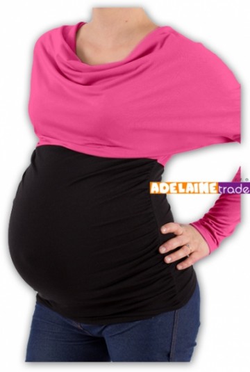 Těhotenská tunika VODA DUO - růžovo-černý | Velikosti těh. moda: S/M