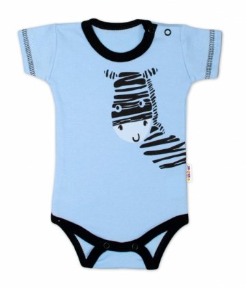 Body krátký rukáv Baby Nellys, Zebra - modré | Velikost koj. oblečení: 62 (2-3m)
